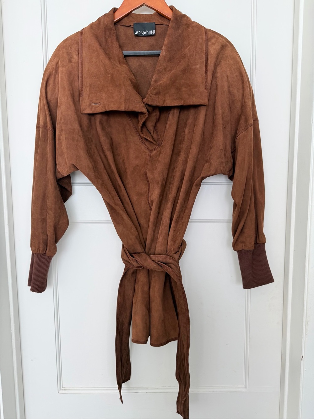 Sonanini Brown/Cognac Suede Belted Women's Coat